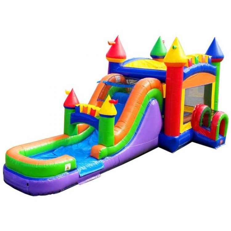 Mega Modern Rainbow Water Slide Bounce House Combo