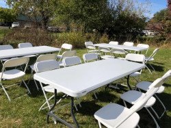 white folding chairs